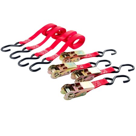 Erickson 1"X10Ft 900 lb Ratcheting Tie Down Straps RED 01418